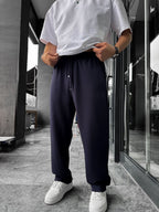 Navy Blue Lycra Baggy Sweatpants LNS-22075