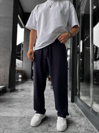 Navy Blue Lycra Baggy Sweatpants LNS-22075