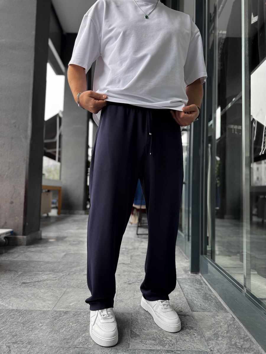 Navy Blue Lycra Baggy Sweatpants LNS-22075