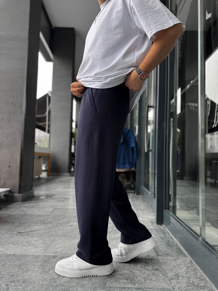 Navy Blue Lycra Baggy Sweatpants LNS-22075