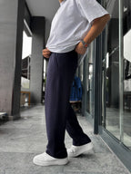 Navy Blue Lycra Baggy Sweatpants LNS-22075