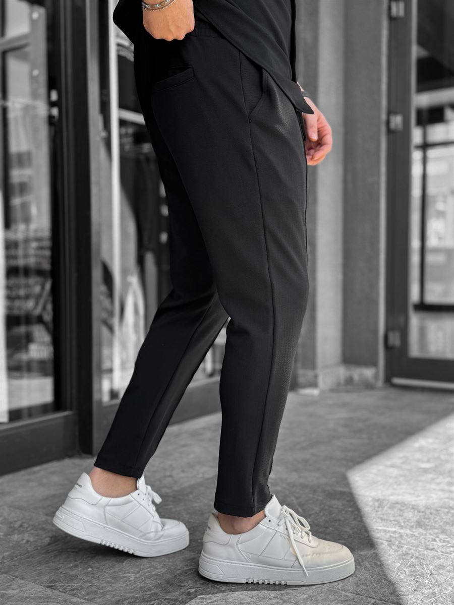 Black Carrot Cut Stitch Trousers LNS-2078