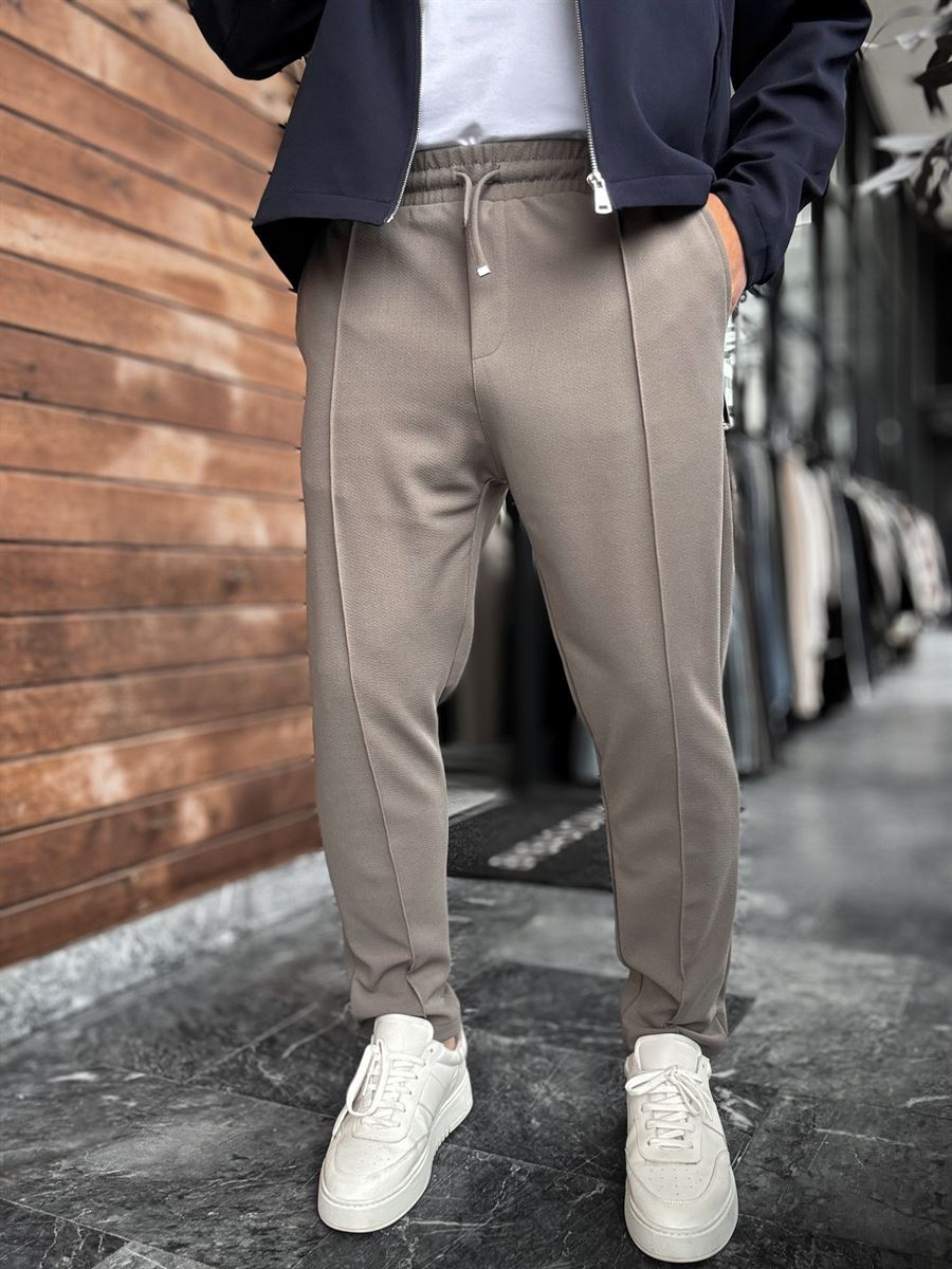 Grey Carrot Cut Stitch Trousers LNS-2078