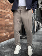 Grey Carrot Cut Stitch Trousers LNS-2078