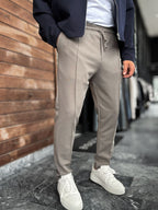 Grey Carrot Cut Stitch Trousers LNS-2078