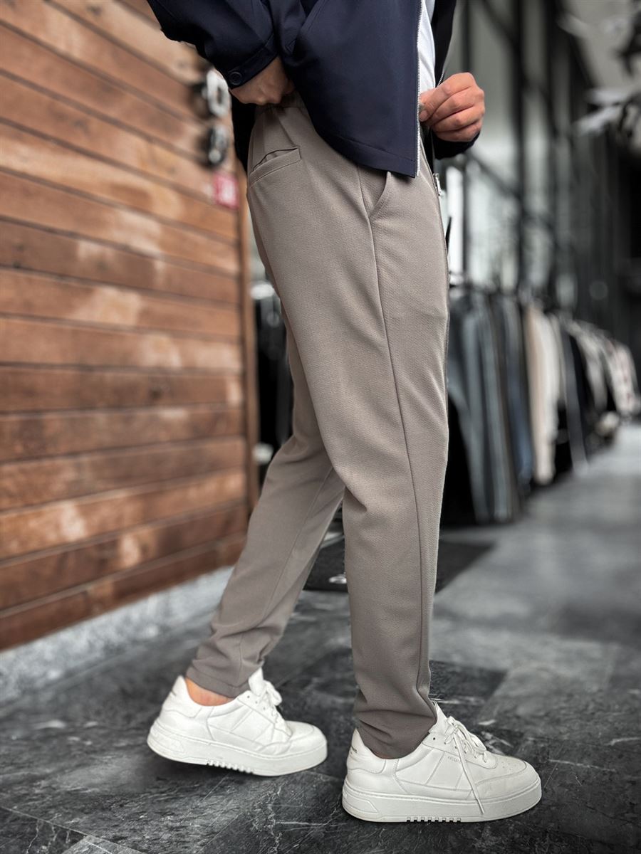 Grey Carrot Cut Stitch Trousers LNS-2078