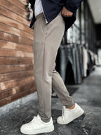 Grey Carrot Cut Stitch Trousers LNS-2078
