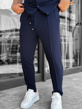 Navy Blue Carrot Cut Stitch Trousers LNS-2078