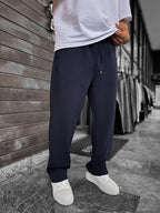 Navy Textured Baggy Pants LNS-2065