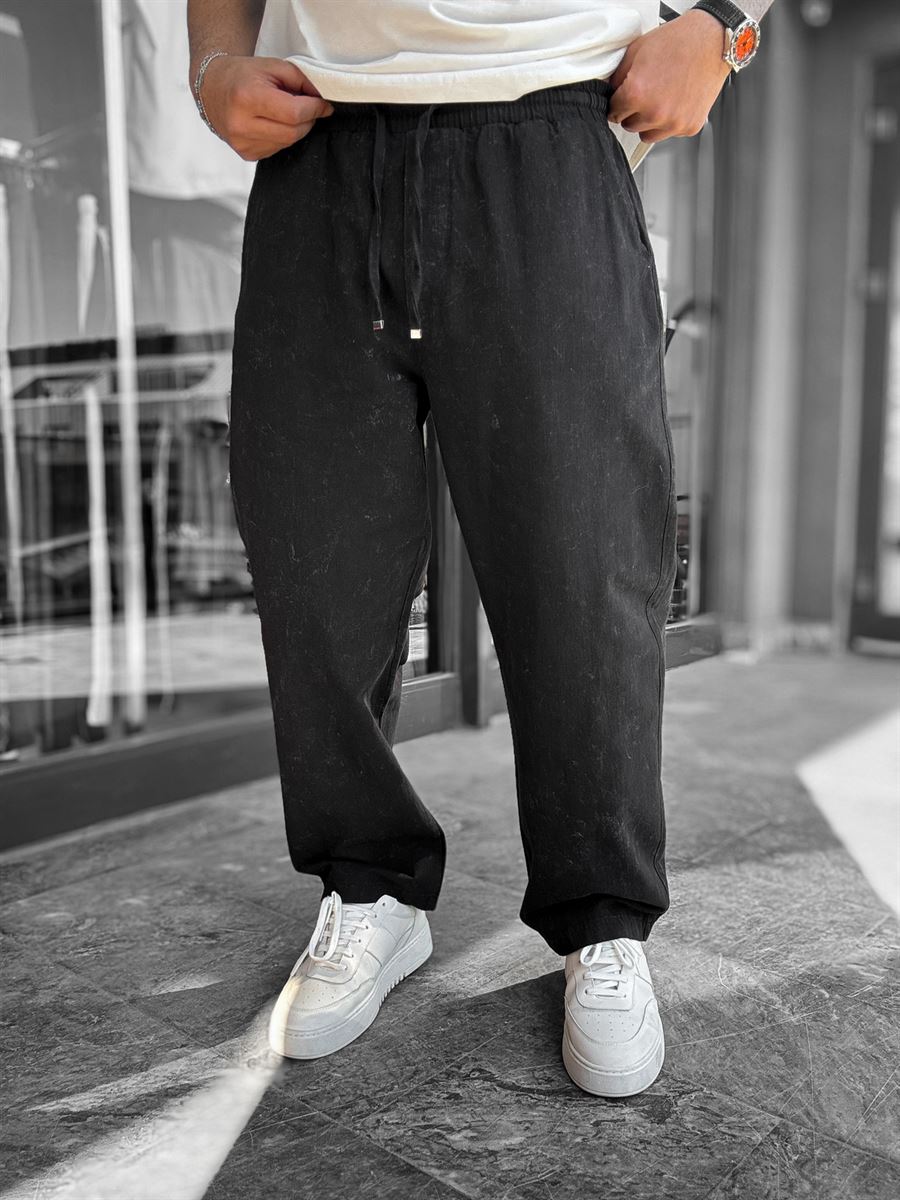 Black Washed Loose Fit Trousers LNS-2133