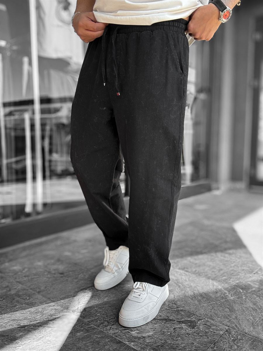 Black Washed Loose Fit Trousers LNS-2133