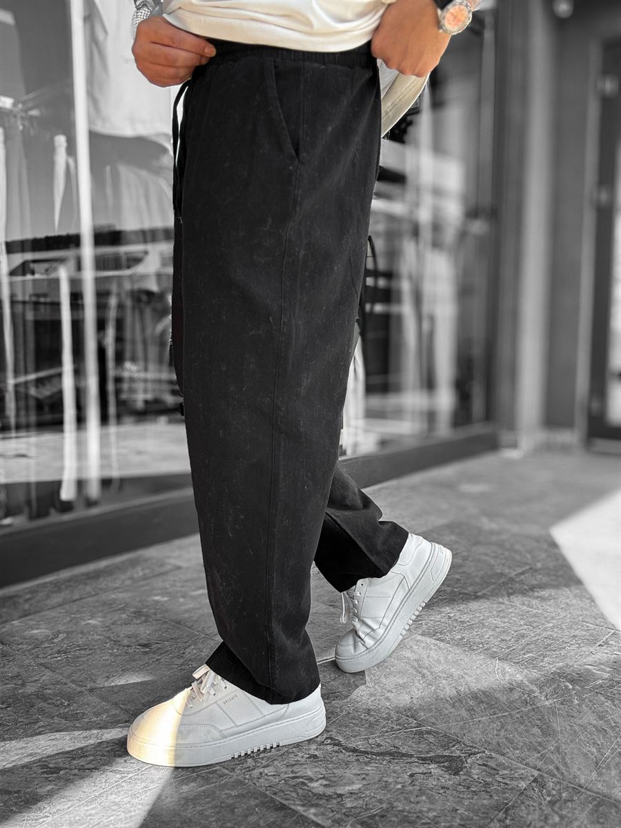 Black Washed Loose Fit Trousers LNS-2133