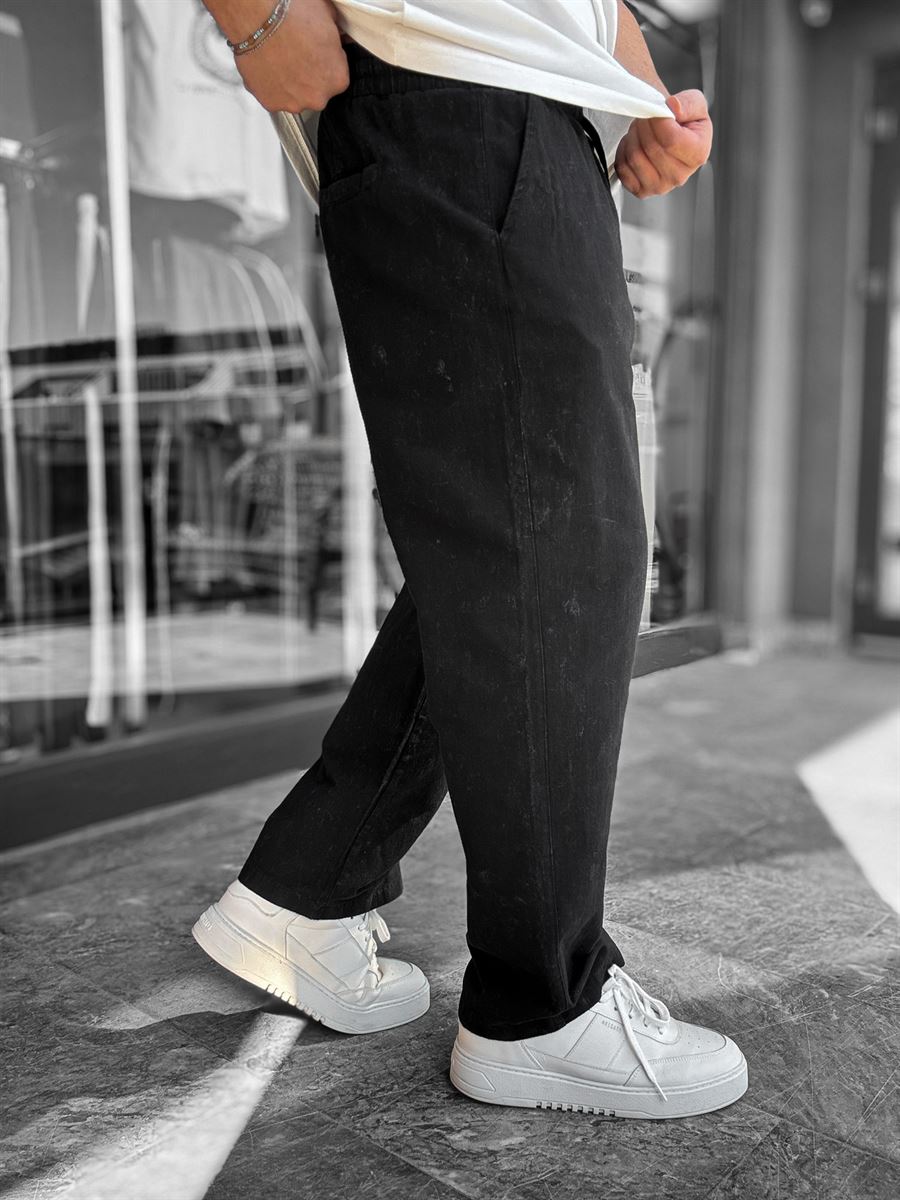 Black Washed Loose Fit Trousers LNS-2133