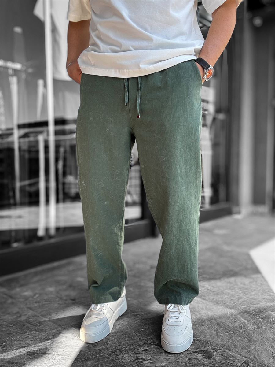Green Washed Loose Fit Trousers LNS-2133