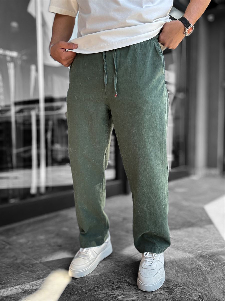 Green Washed Loose Fit Trousers LNS-2133