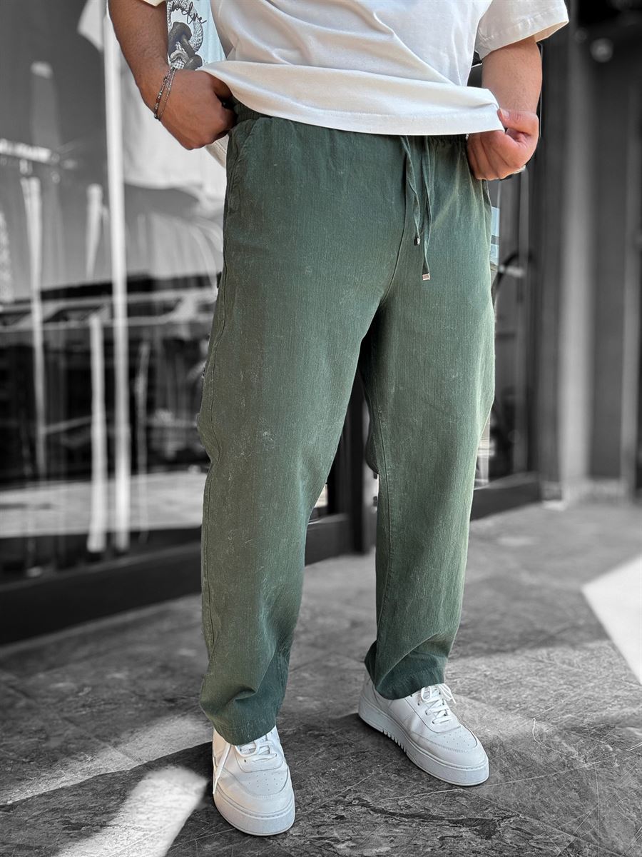 Green Washed Loose Fit Trousers LNS-2133