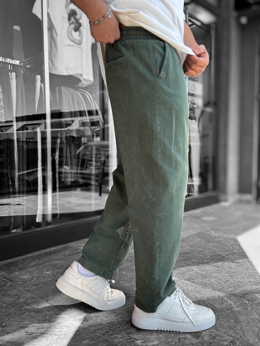 Green Washed Loose Fit Trousers LNS-2133