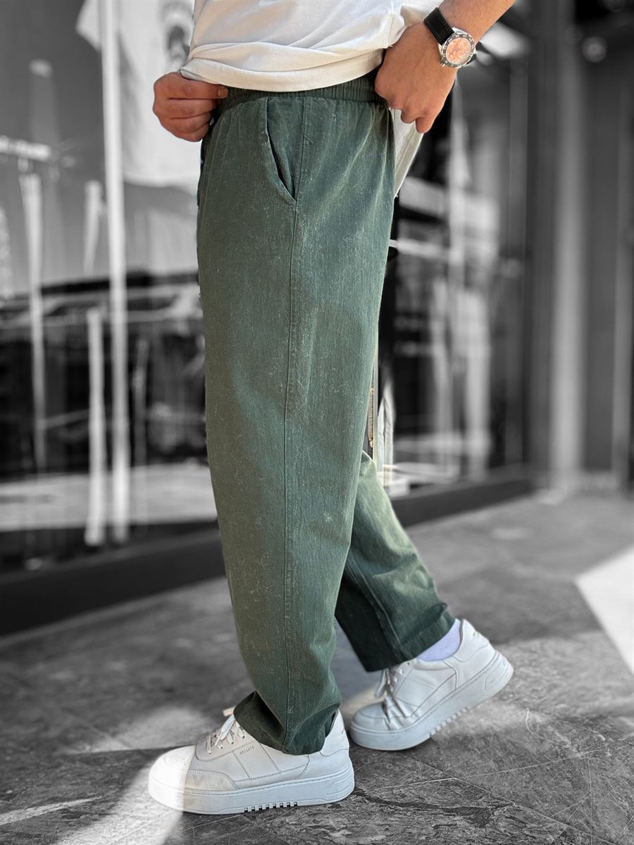 Green Washed Loose Fit Trousers LNS-2133