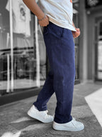 Navy Washed Loose Fit Trousers LNS-2133