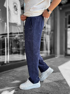 Navy Washed Loose Fit Trousers LNS-2133