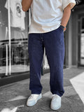 Navy Washed Loose Fit Trousers LNS-2133