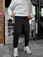 Black Ribbed Basic Sweatpants with Side Zippers BY-0001