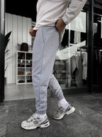 Grey Ribbed Basic Sweatpants with Side Zippers BY-0001