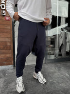 Navy Blue Ribbed Basic Tracksuit with Side Zippers BY-0001