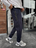 Navy Blue Ribbed Basic Tracksuit with Side Zippers BY-0001