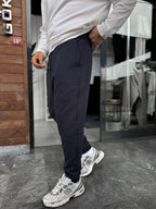 Navy Blue Ribbed Basic Tracksuit with Side Zippers BY-0001