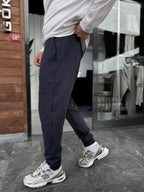 Navy Blue Ribbed Basic Tracksuit with Side Zippers BY-0001
