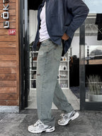 Light Blue Washed Baggy Jeans with Embroidered Pockets C-6379