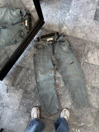 Light Blue Washed Baggy Jeans with Embroidered Pockets C-6379