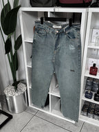 Light Blue Washed Baggy Jeans with Embroidered Pockets C-6379