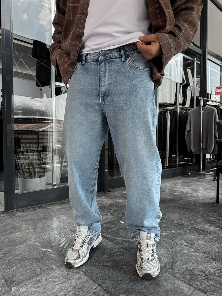 Blue Washed Basic Baggy Jeans C-6587/6241