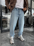 Blue Washed Basic Baggy Jeans C-6587/6241