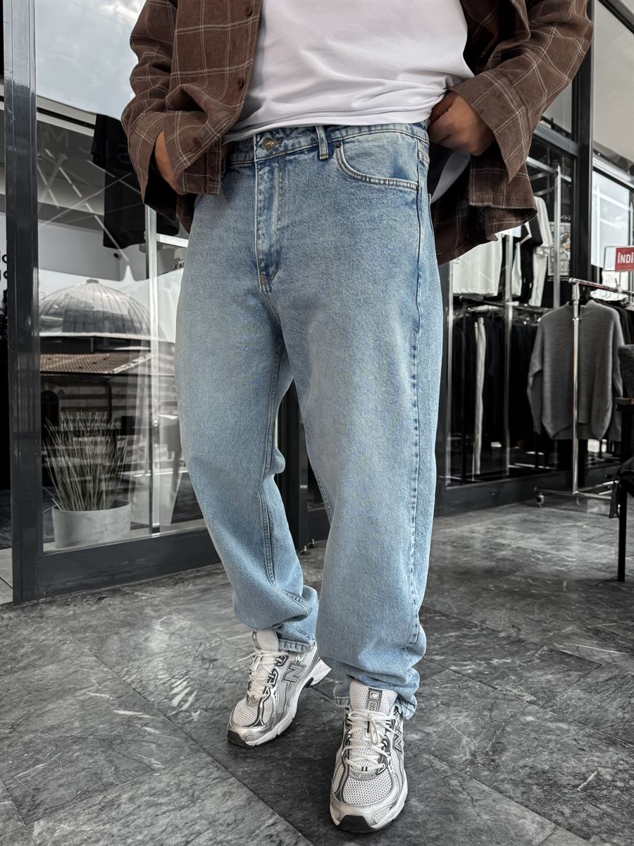 Blue Washed Basic Baggy Jeans C-6587/6241