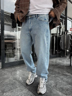 Blue Washed Basic Baggy Jeans C-6587/6241