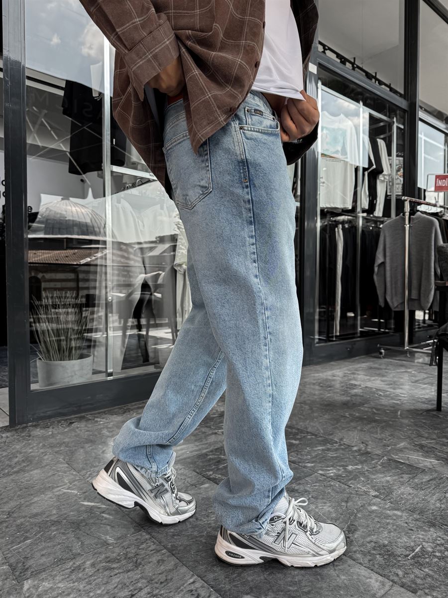 Blue Washed Basic Baggy Jeans C-6587/6241
