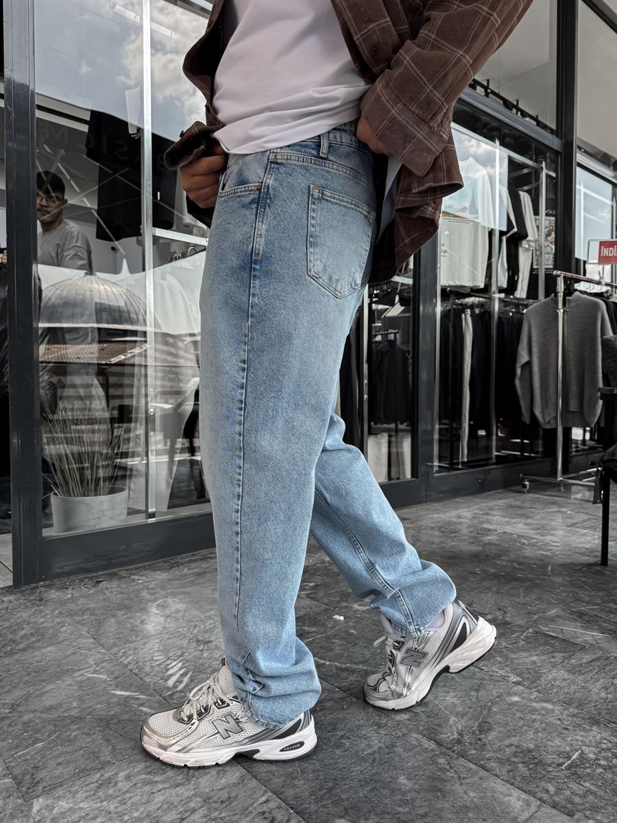Blue Washed Basic Baggy Jeans C-6587/6241