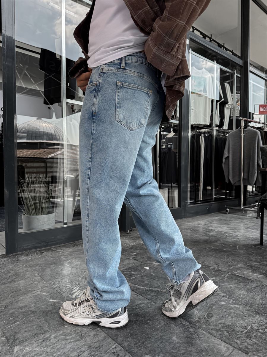 Blue Washed Basic Baggy Jeans C-6587/6241