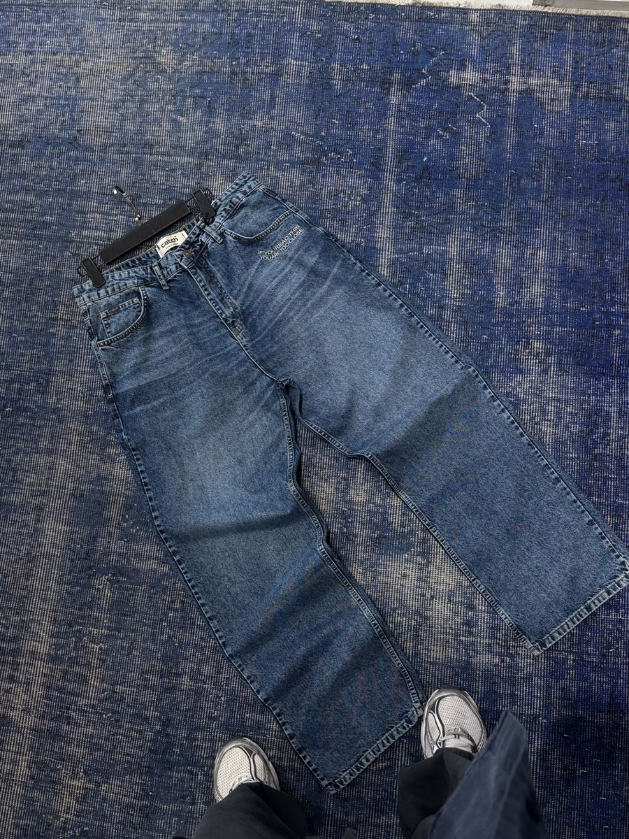 Blue Close Embroidered Washed Baggy Jeans C-6657
