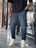Navy Blue Knee-Rip Washed Boyfriend C-6526