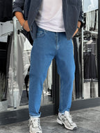 Blue Basic Lycra Boyfriend C-6467