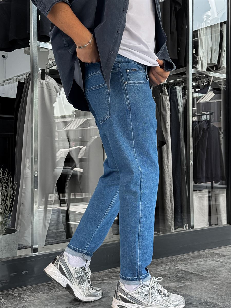 Blue Basic Lycra Boyfriend C-6467