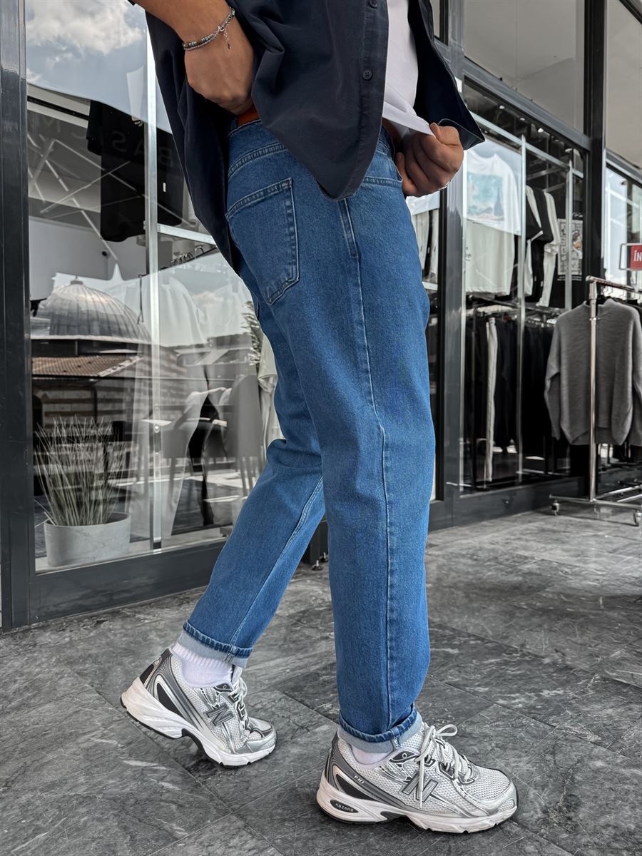 Blue Basic Lycra Boyfriend C-6467