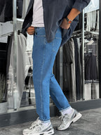 Blue Basic Lycra Boyfriend C-6467