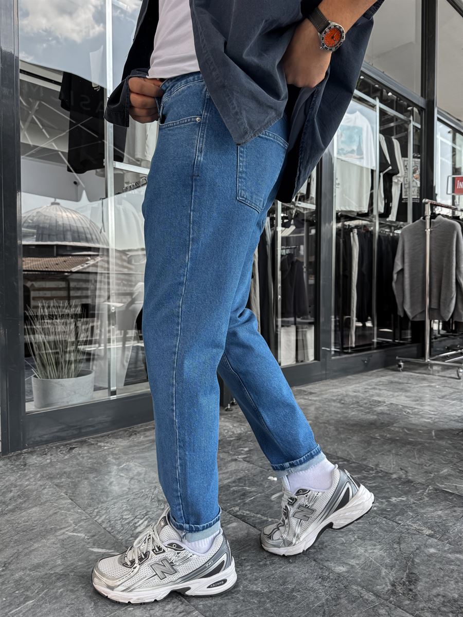 Blue Basic Lycra Boyfriend C-6467