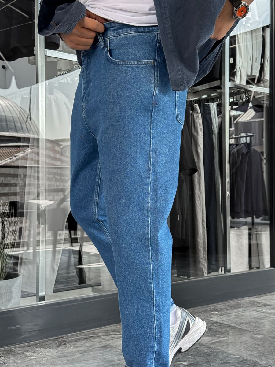 Blue Basic Lycra Boyfriend C-6467