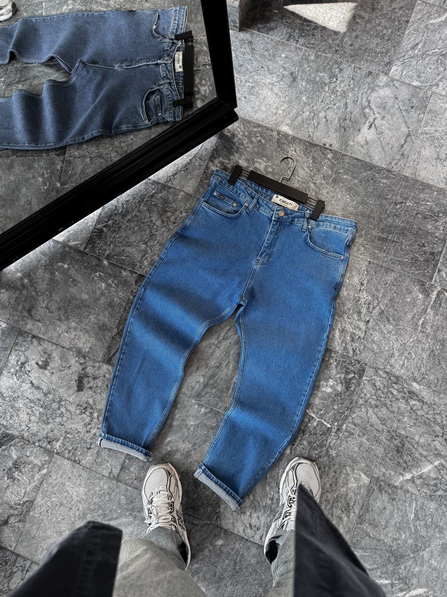 Blue Basic Lycra Boyfriend C-6467